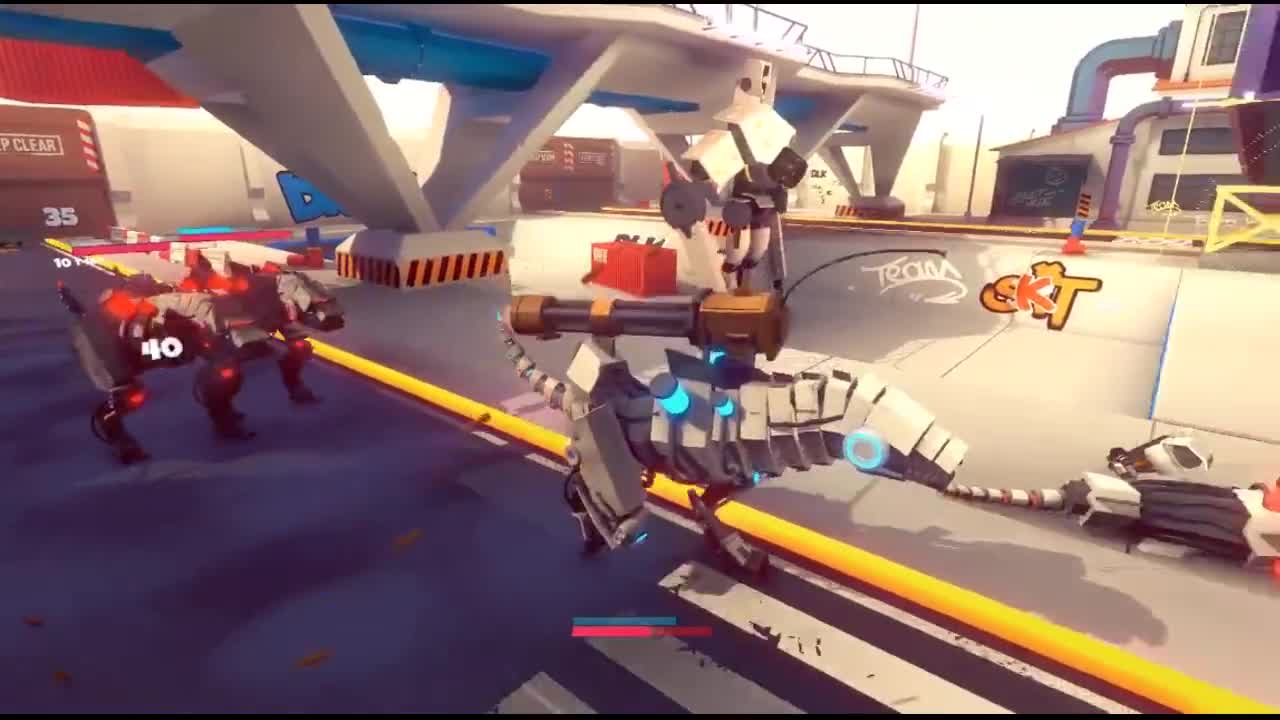BulletVille T-Rex combat gameplay.
