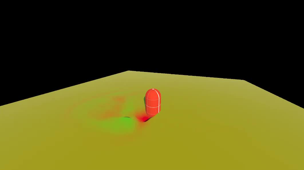 Deformation mapped to colour in shader.