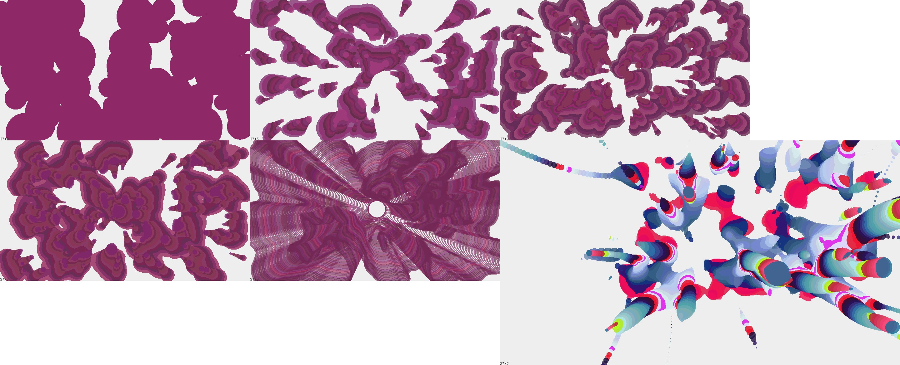 Collage of randomly generated abstract art.